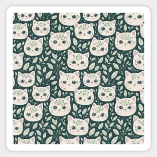 Elegant Cat Floral Pattern Sticker